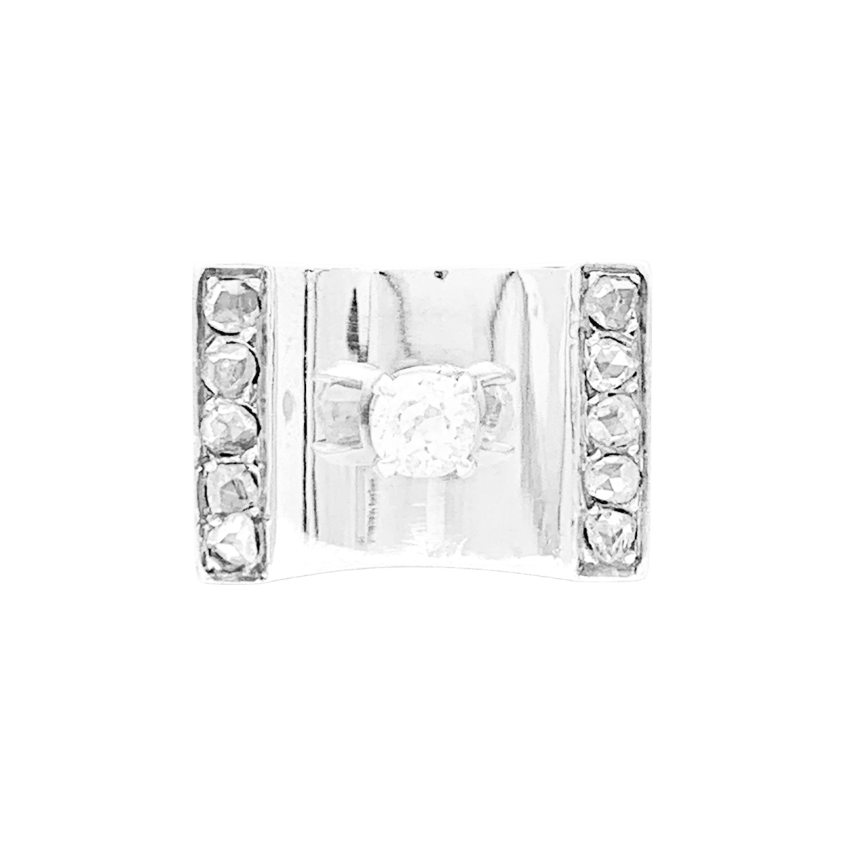 Bague Tank en or jaune, platine et diamants - Castafiore