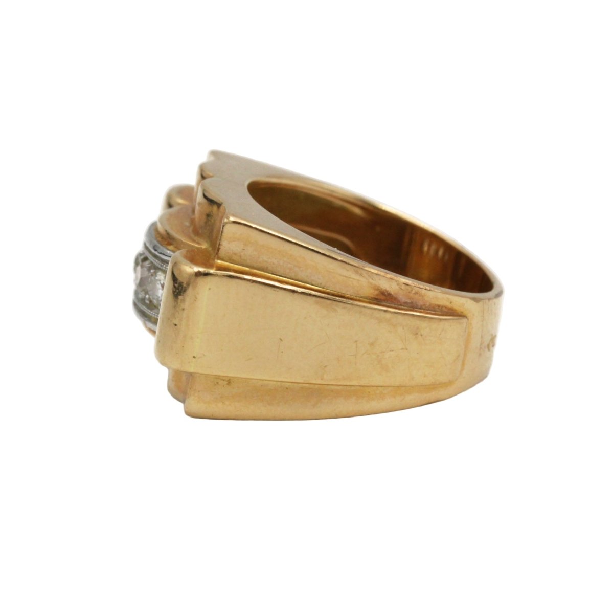 Bague Tank en or jaune, platine et diamants - Castafiore