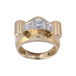 Bague tank en or jaune, platine et diamants - Castafiore