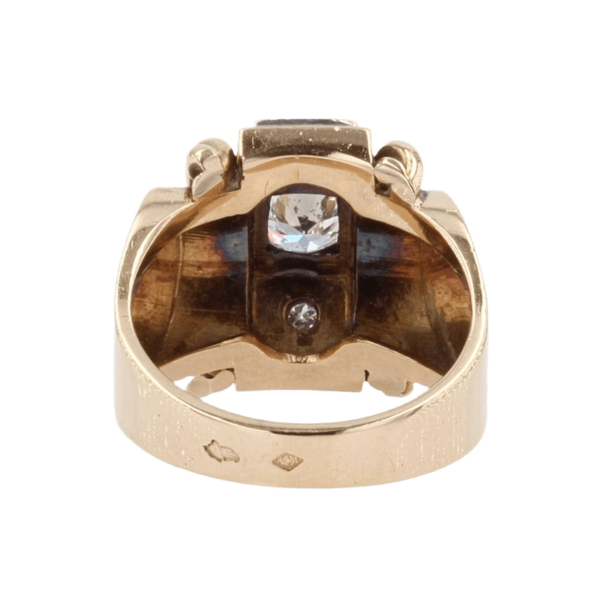 Bague Tank en or jaune, platine et diamants - Castafiore