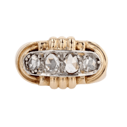 Bague Tank en or jaune, platine et diamants - Castafiore