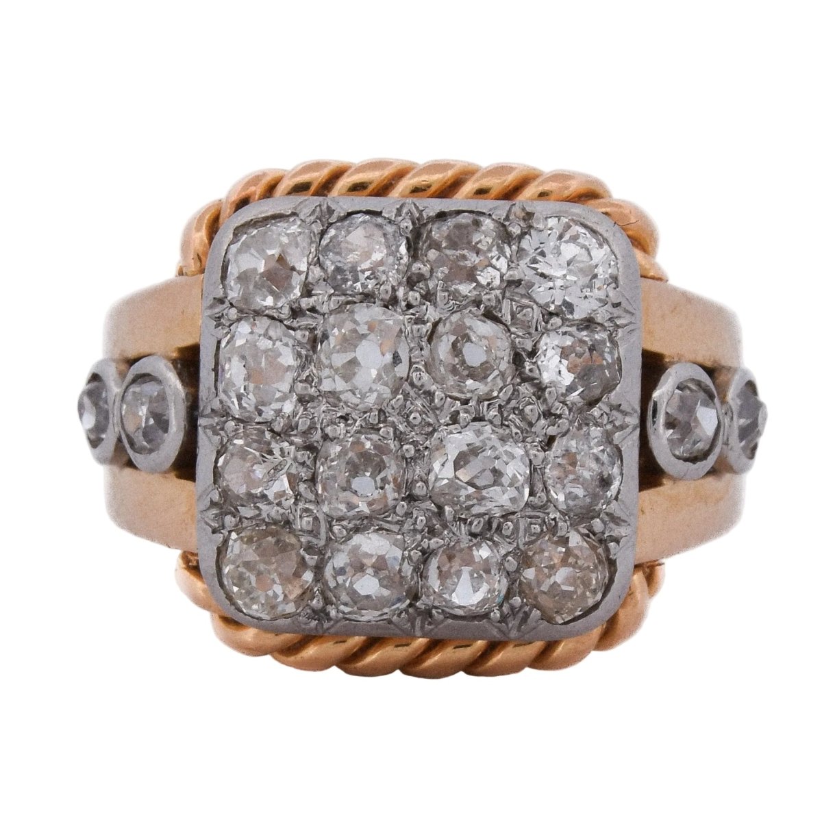 Bague Tank en or jaune, platine et diamants - Castafiore