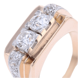 Bague Tank en or jaune, platine et diamants - Castafiore