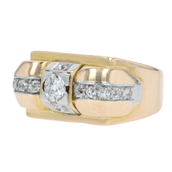 Bague Tank en or jaune, platine et diamants - Castafiore