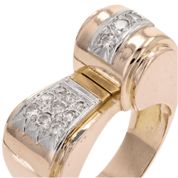 Bague Tank en or jaune, platine et diamants - Castafiore