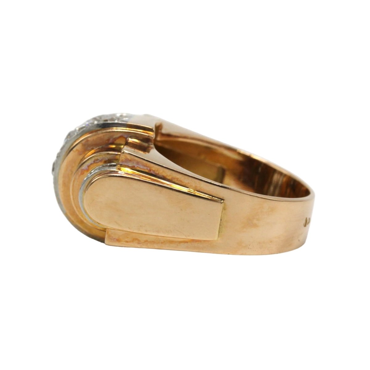 Bague Tank en or jaune, platine et diamants - Castafiore