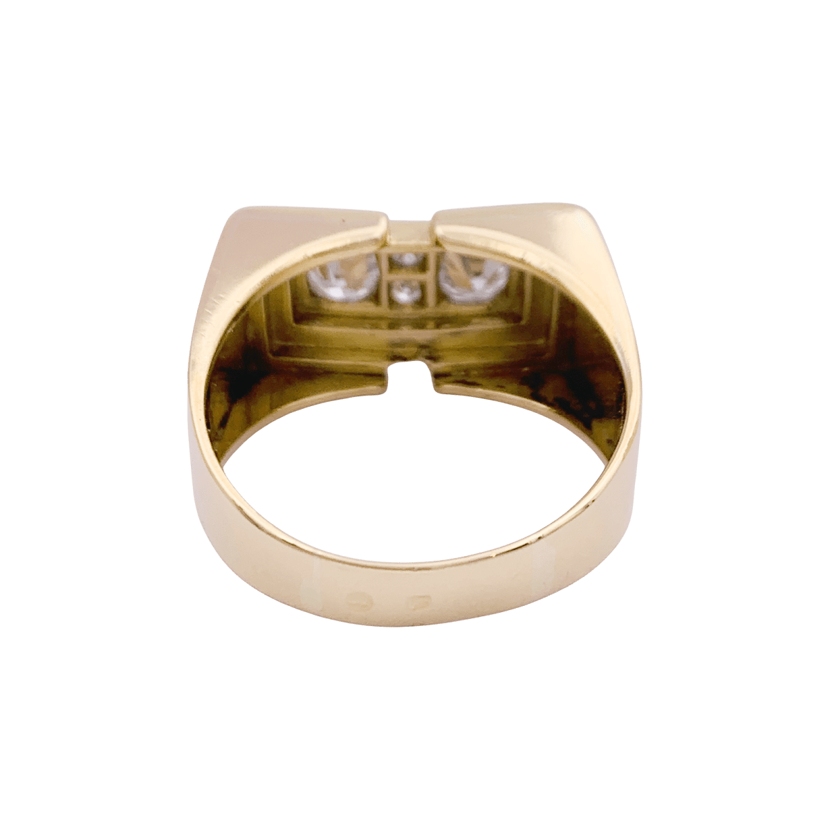 Bague Tank en or jaune, platine et diamants - Castafiore