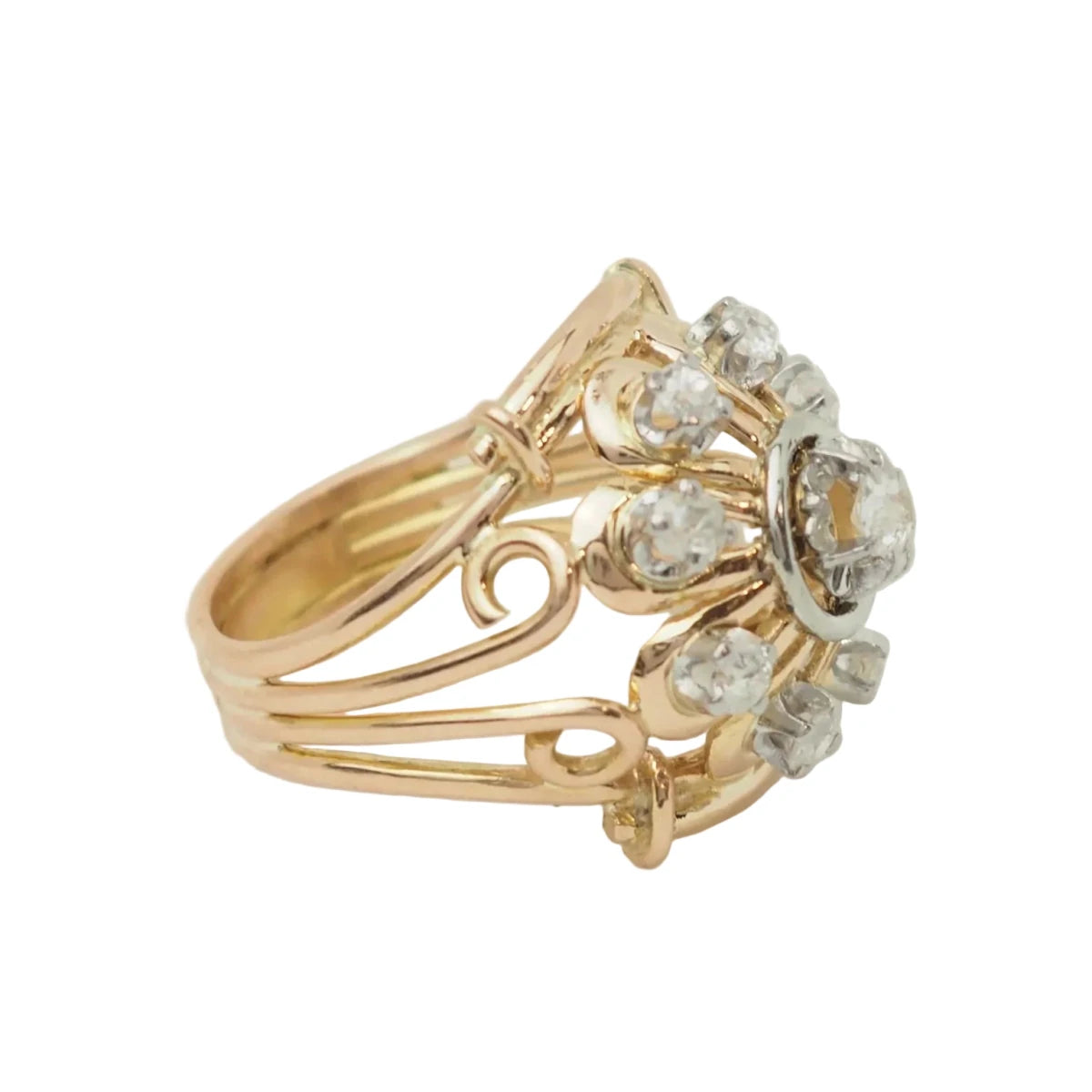 Bague Tank en or jaune, platine et diamants - Castafiore