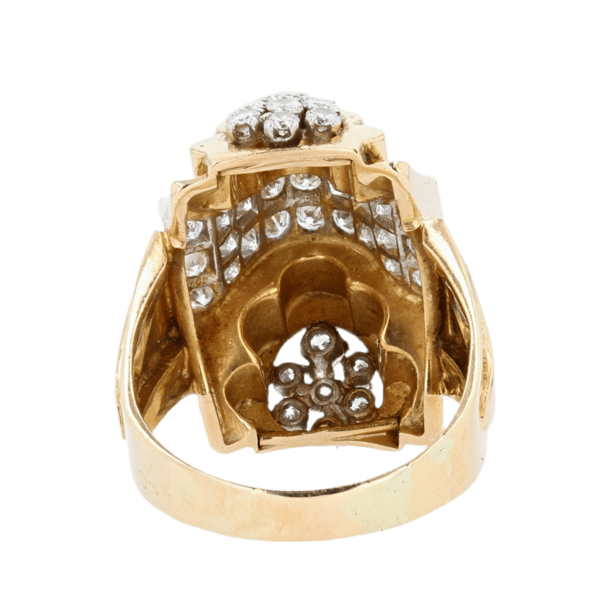 Bague Tank en or jaune, platine et diamants - Castafiore