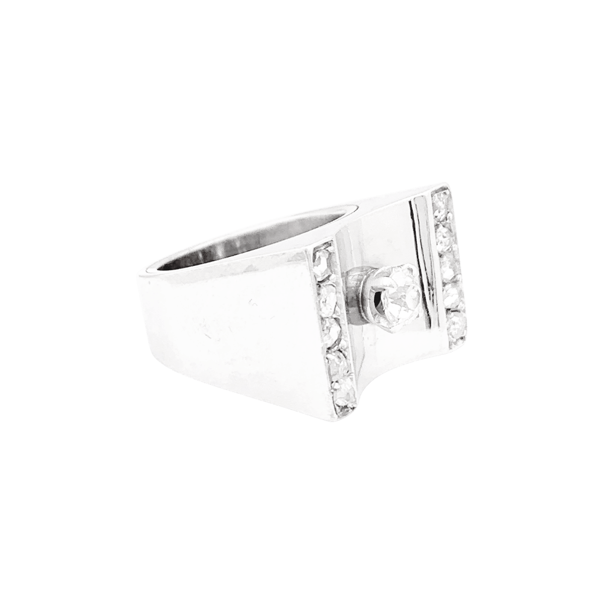 Bague Tank en or jaune, platine et diamants - Castafiore