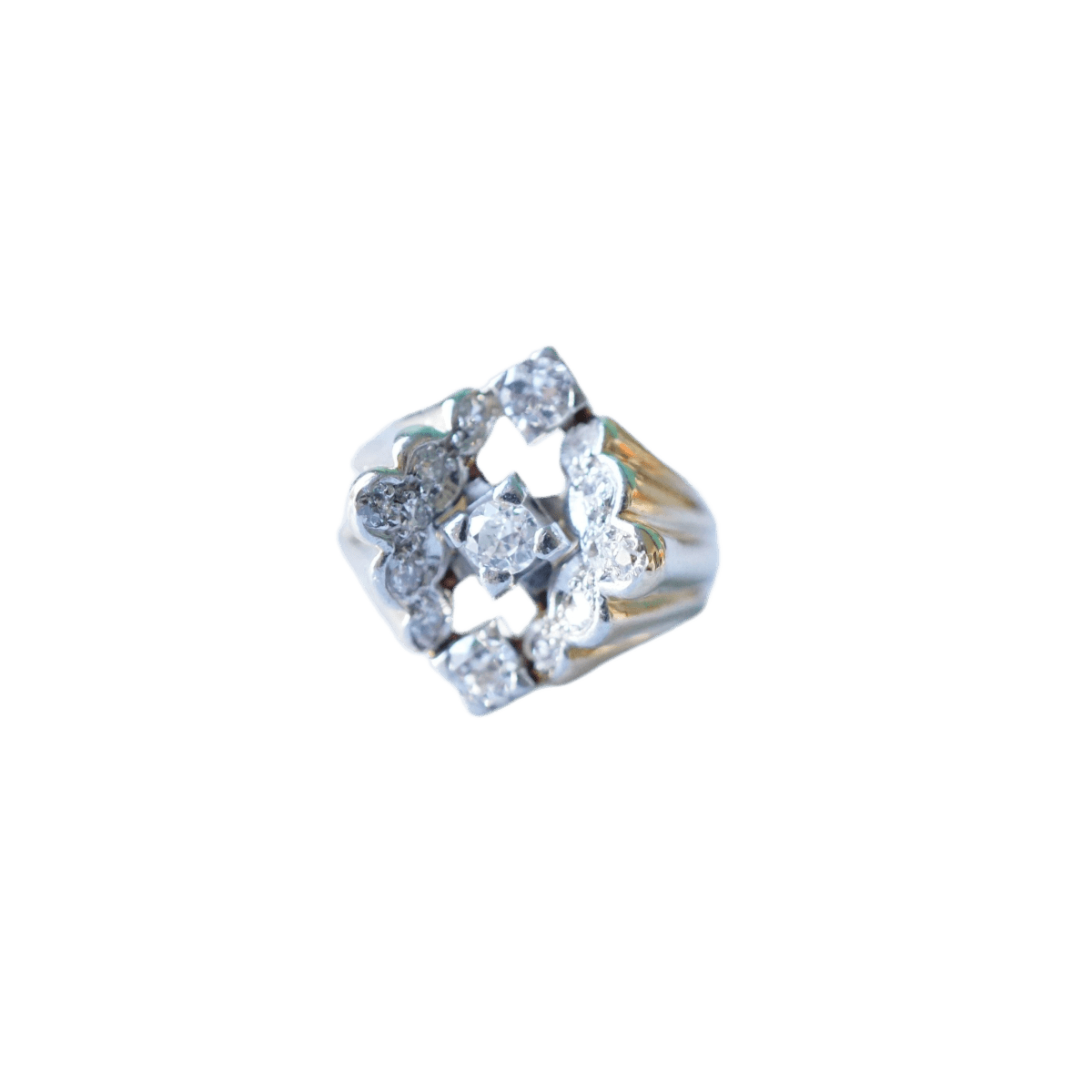 Bague Tank en or jaune, platine et diamants - Castafiore