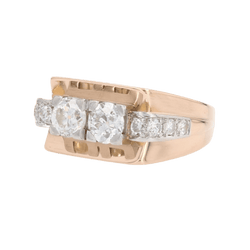 Bague Tank en or jaune, platine et diamants - Castafiore