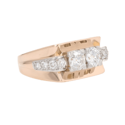 Bague Tank en or jaune, platine et diamants - Castafiore