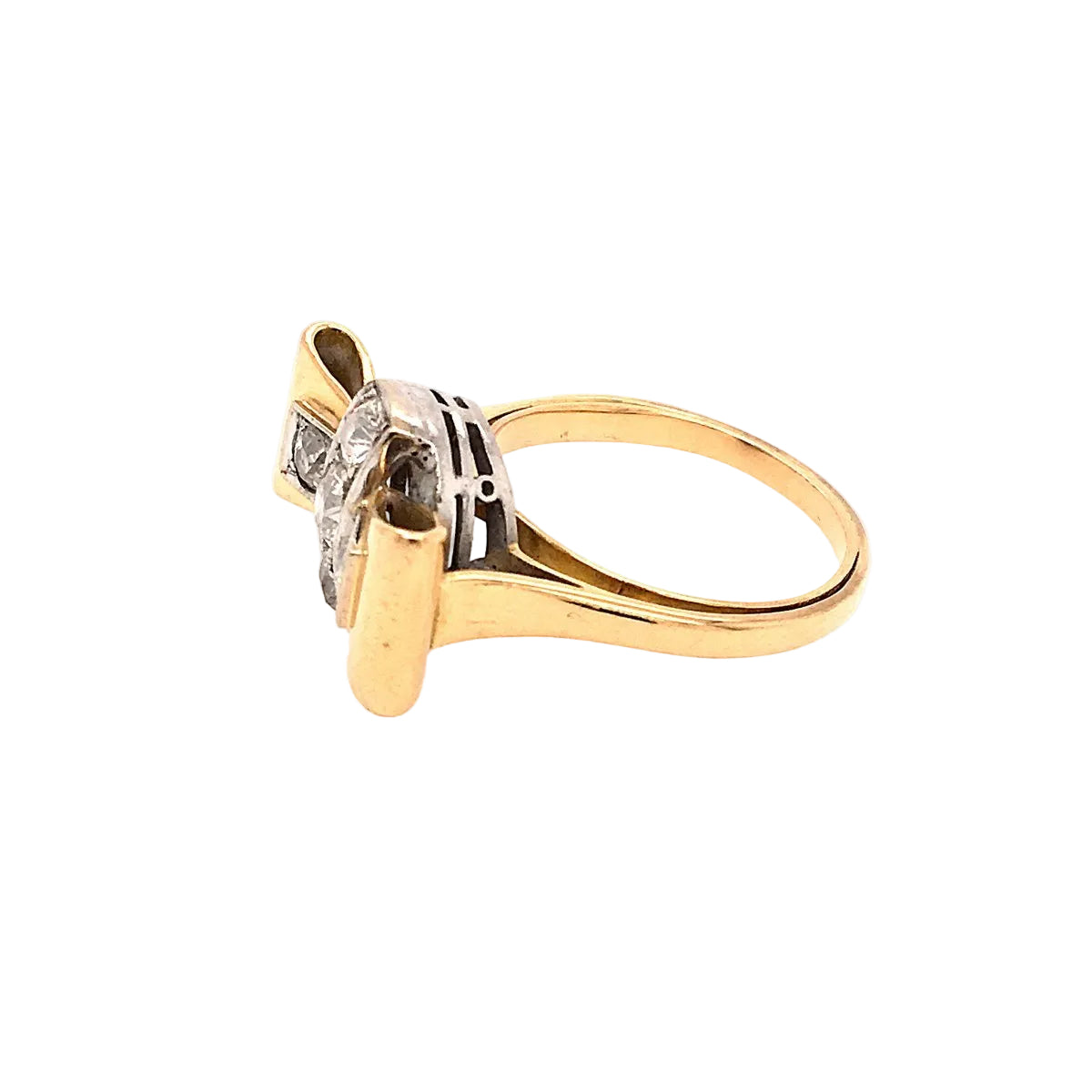 Bague Tank en or jaune, platine et diamants - Castafiore