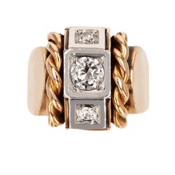 Bague Tank en or jaune, platine et diamants - Castafiore