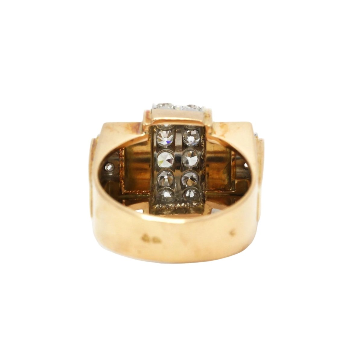 Bague Tank en or jaune, platine et diamants - Castafiore