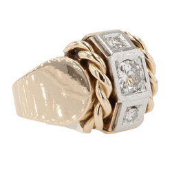 Bague Tank en or jaune, platine et diamants - Castafiore