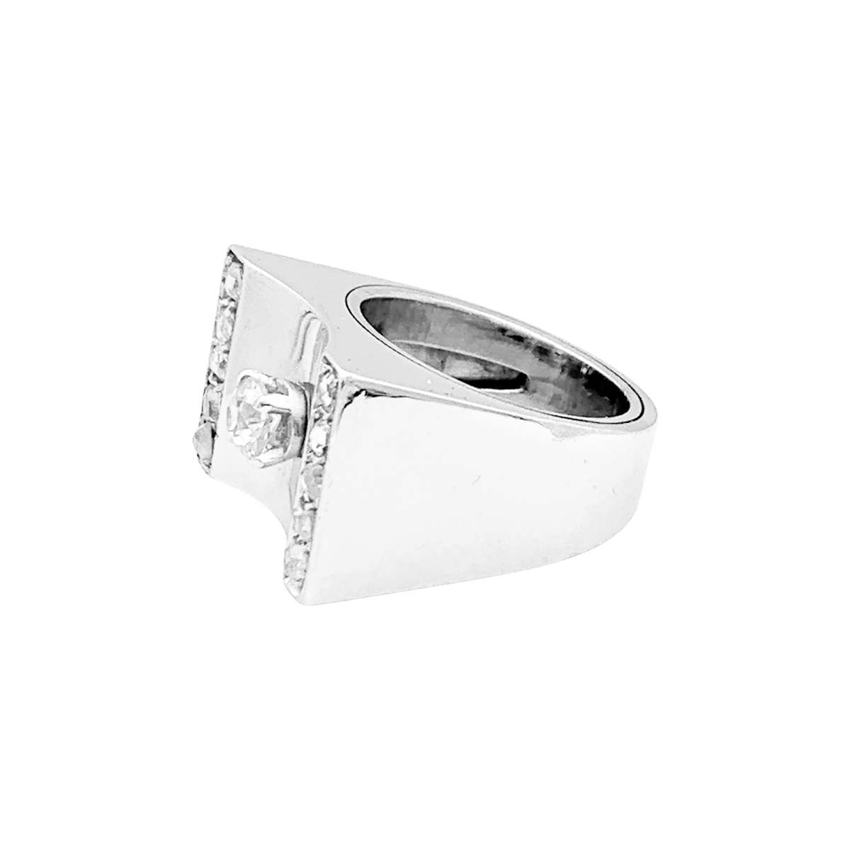 Bague Tank en or jaune, platine et diamants - Castafiore