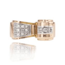 Bague Tank en or jaune, platine et diamants - Castafiore