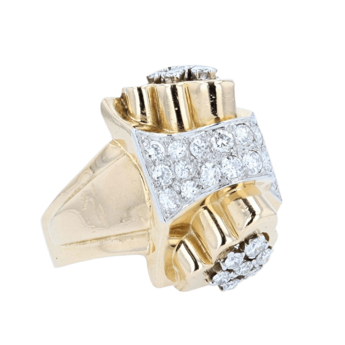 Bague Tank en or jaune, platine et diamants - Castafiore