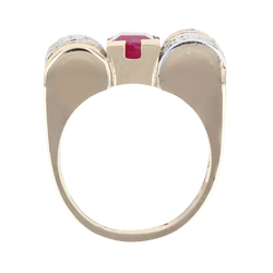 Bague Tank en or jaune, platine, rubis et diamants - Castafiore