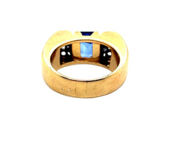 Bague Tank en or jaune, platine, saphir et diamants - Castafiore