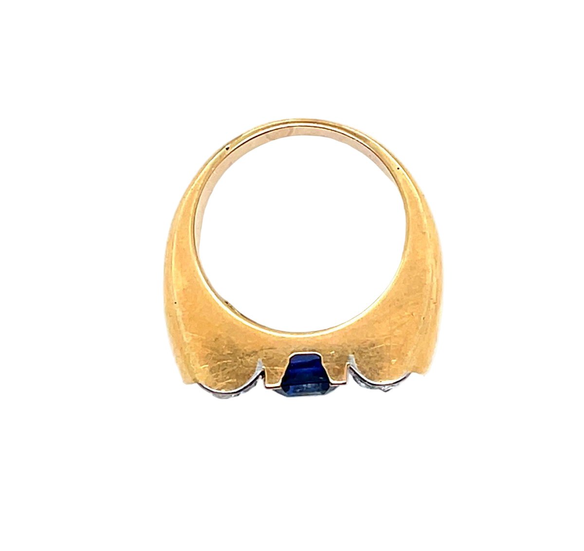 Bague Tank en or jaune, platine, saphir et diamants - Castafiore
