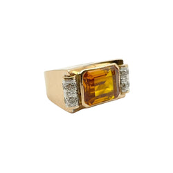 Bague Tank en or jaune, quartz et diamants - Castafiore