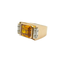 Bague Tank en or jaune, quartz et diamants - Castafiore