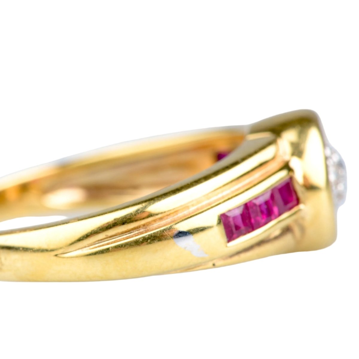 Bague Tank en or jaune, rubis et diamant - Castafiore