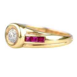 Bague Tank en or jaune, rubis et diamant - Castafiore