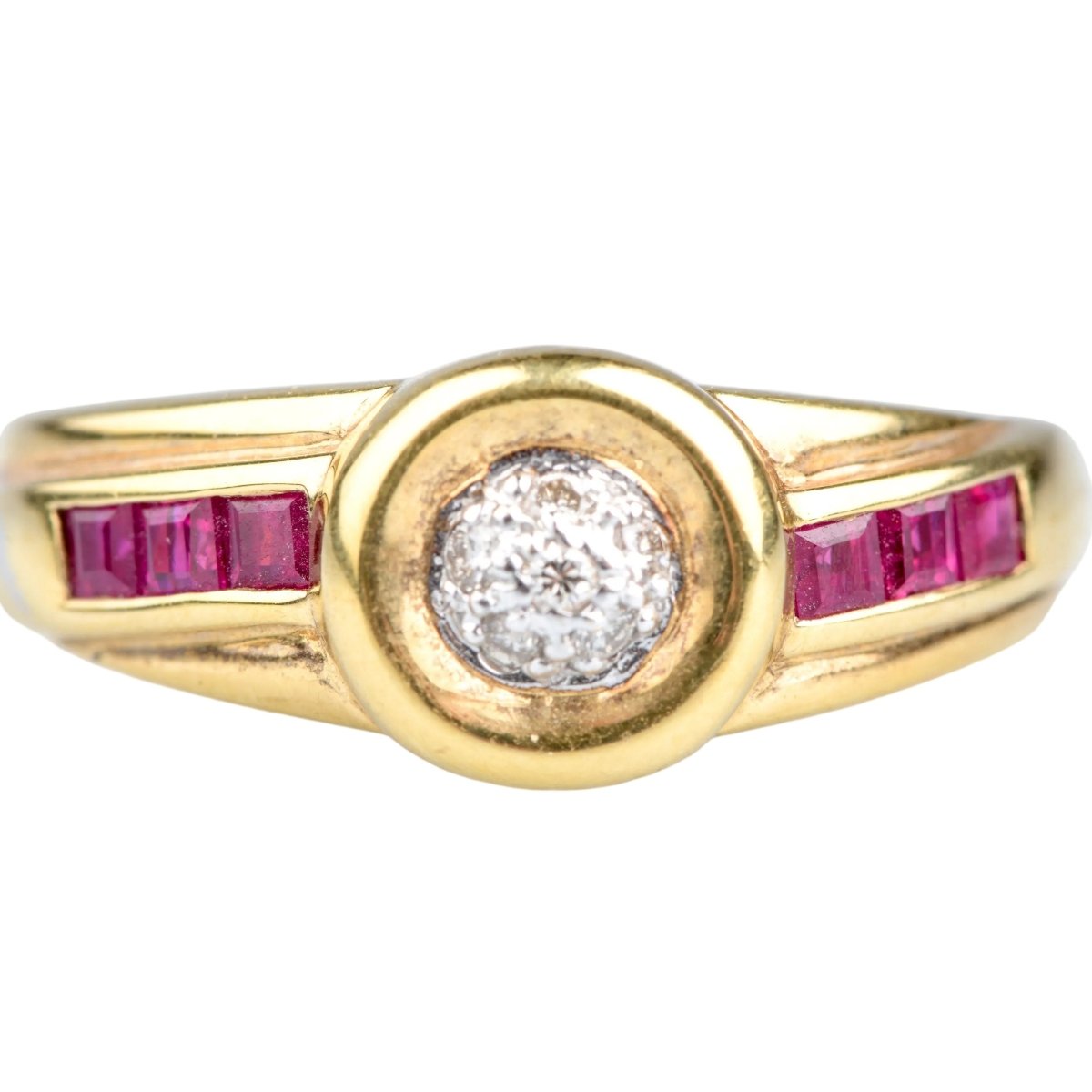 Bague Tank en or jaune, rubis et diamant - Castafiore
