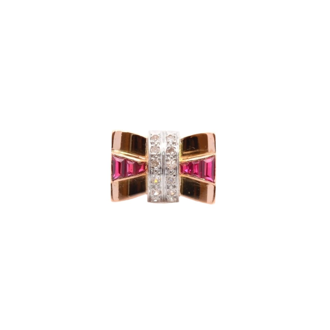Bague Tank en or jaune, rubis et diamants - Castafiore