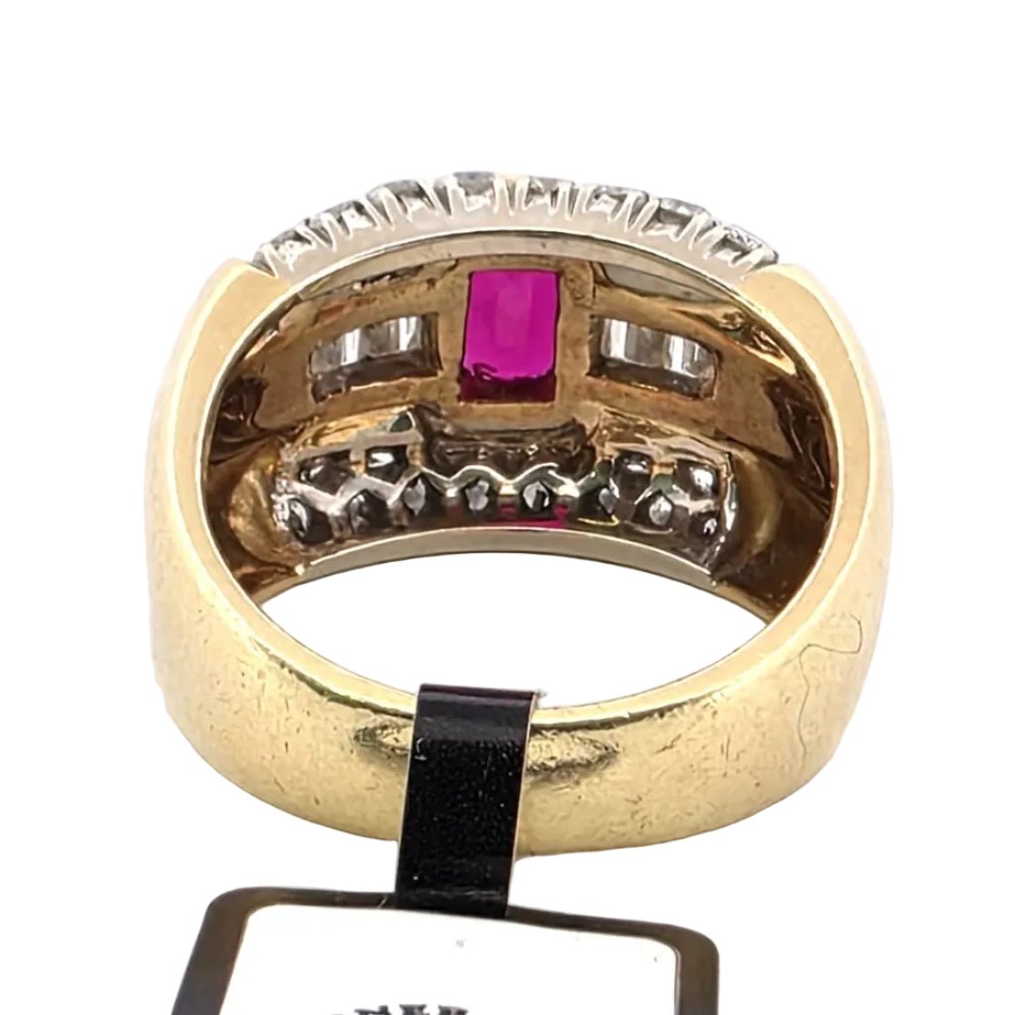 Bague Tank en or jaune, rubis et diamants - Castafiore