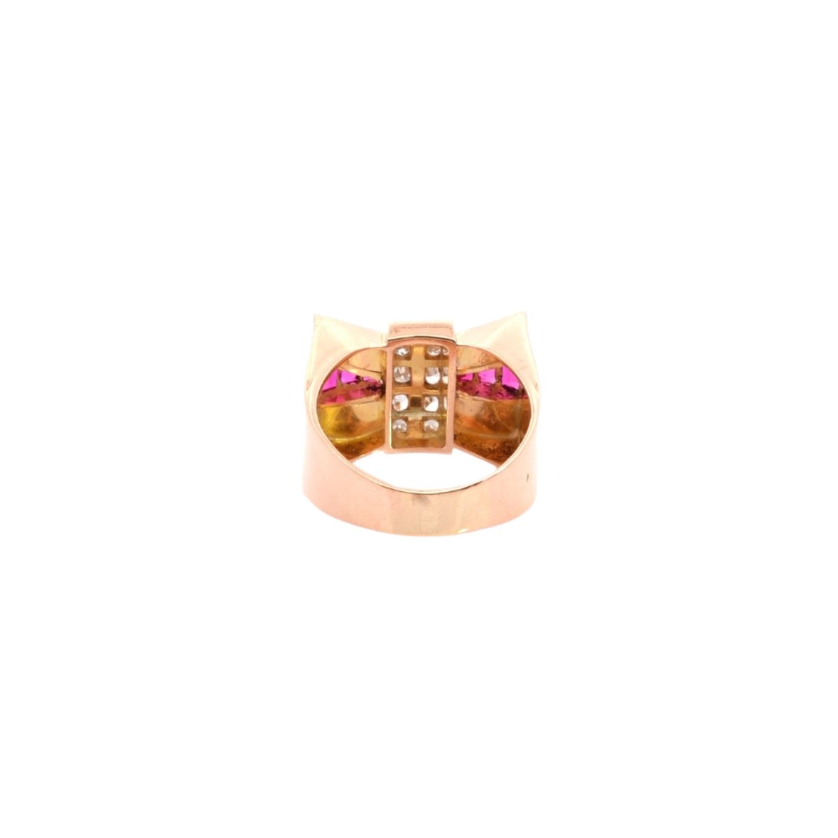 Bague Tank en or jaune, rubis et diamants - Castafiore