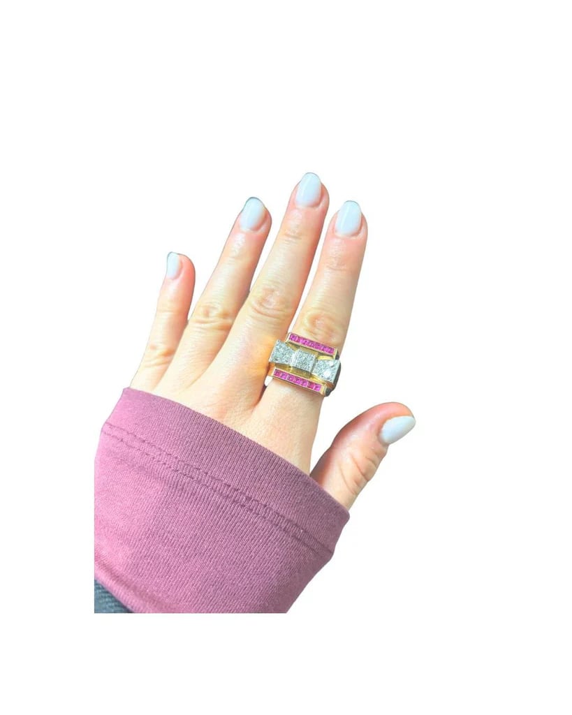 Bague Tank en or jaune, rubis et diamants - Castafiore