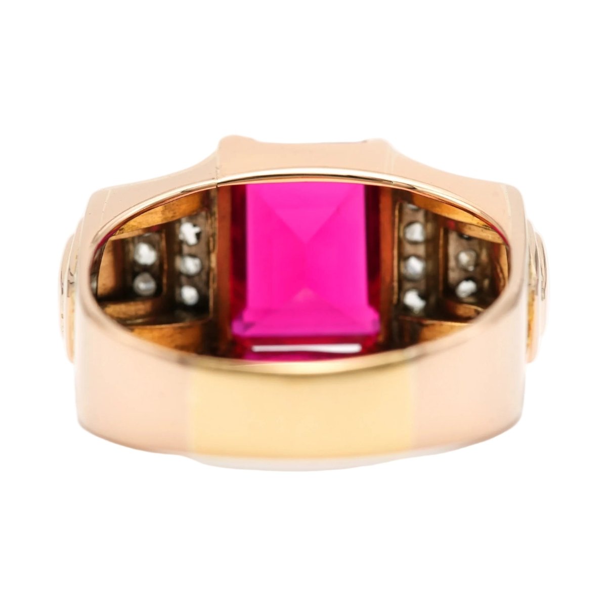 Bague Tank en or jaune, rubis et diamants - Castafiore