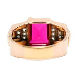 Bague Tank en or jaune, rubis et diamants - Castafiore