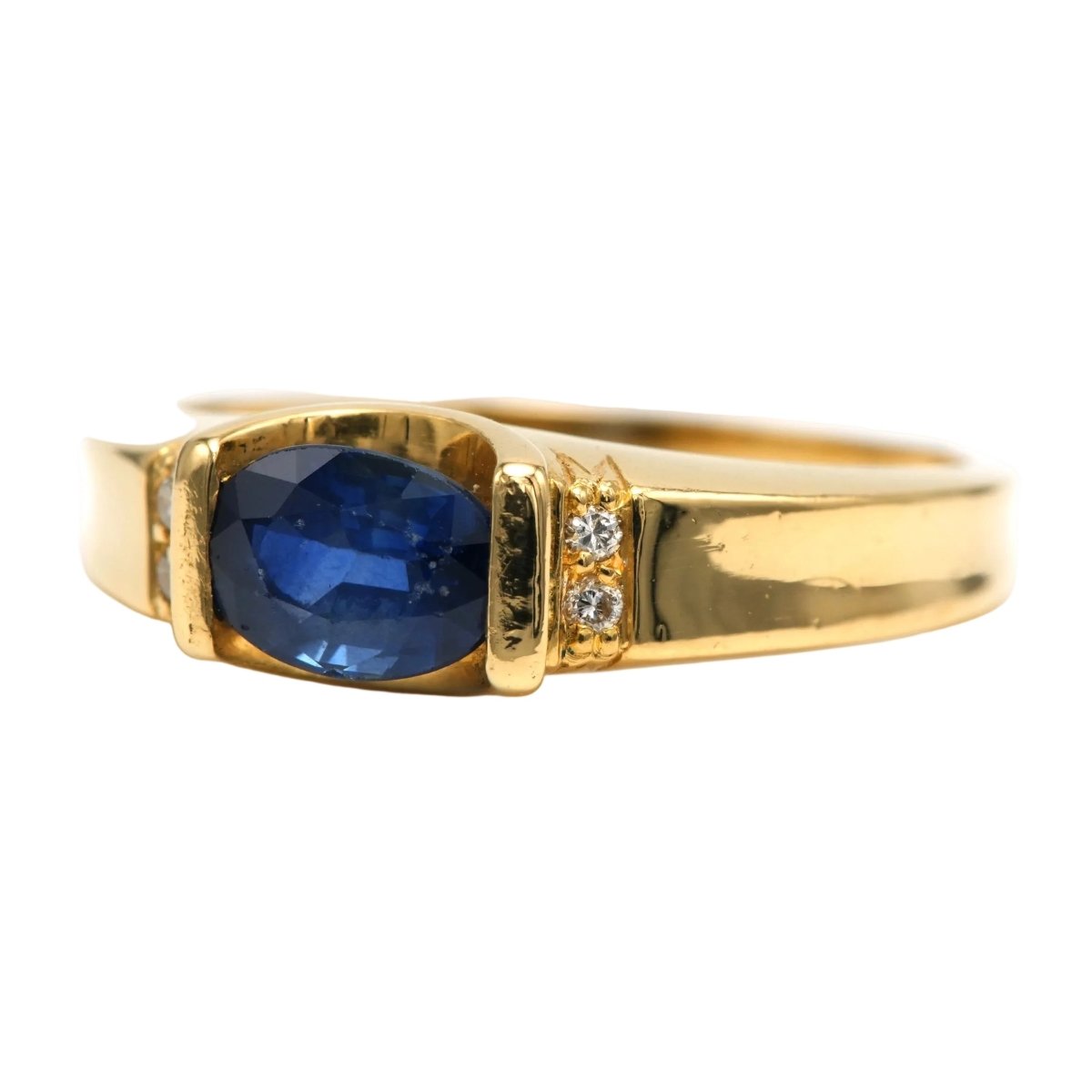 Bague Tank en or jaune, saphir et diamants - Castafiore