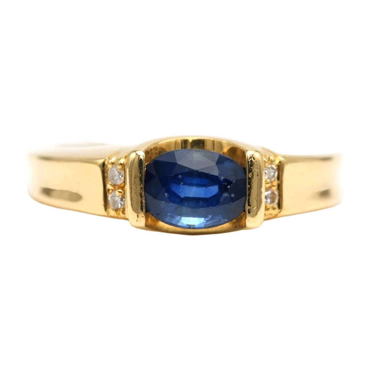 Bague Tank en or jaune, saphir et diamants - Castafiore