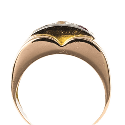 Bague Tank en or jaune, saphir, rubis et diamant - Castafiore