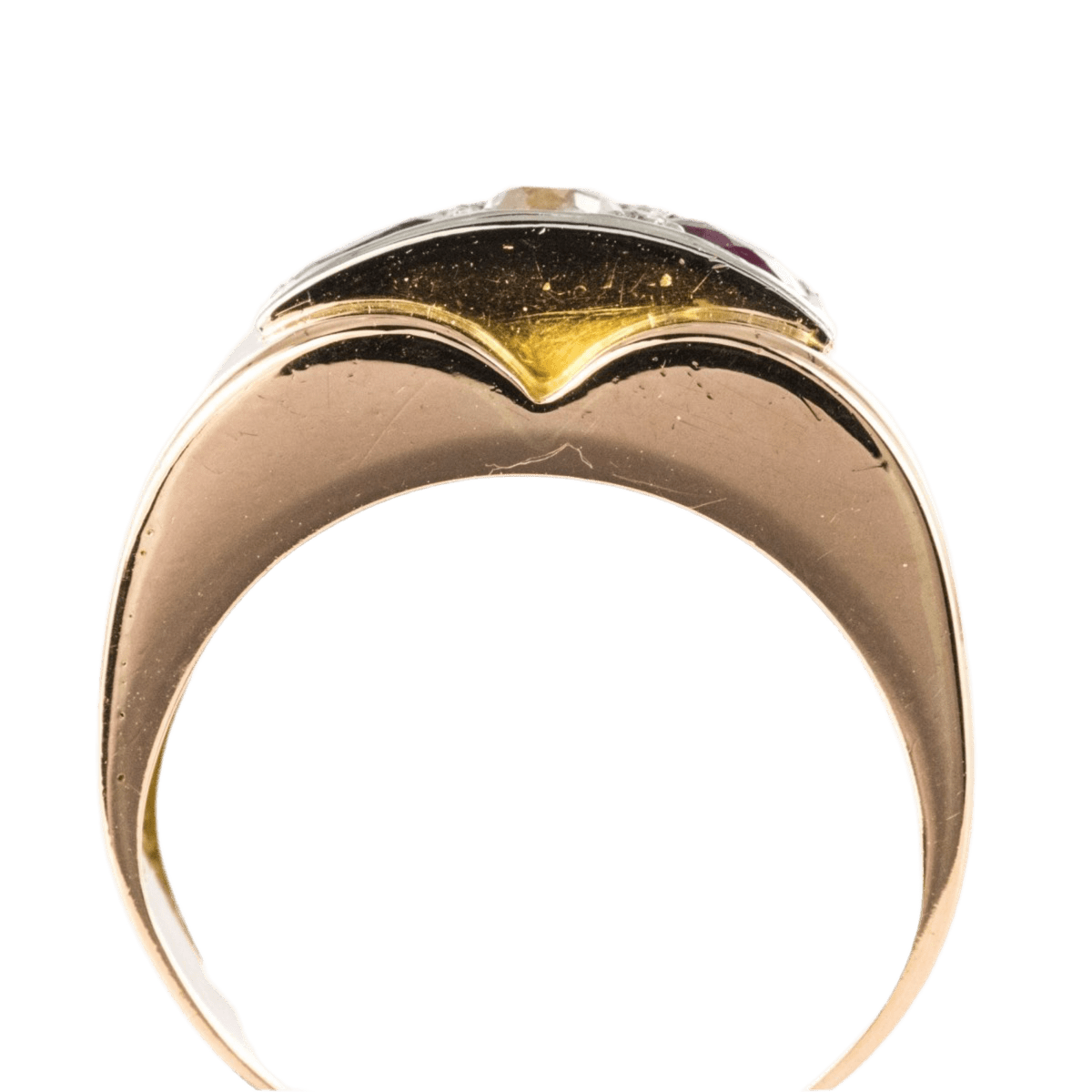 Bague Tank en or jaune, saphir, rubis et diamant - Castafiore