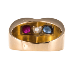 Bague Tank en or jaune, saphir, rubis et diamant - Castafiore