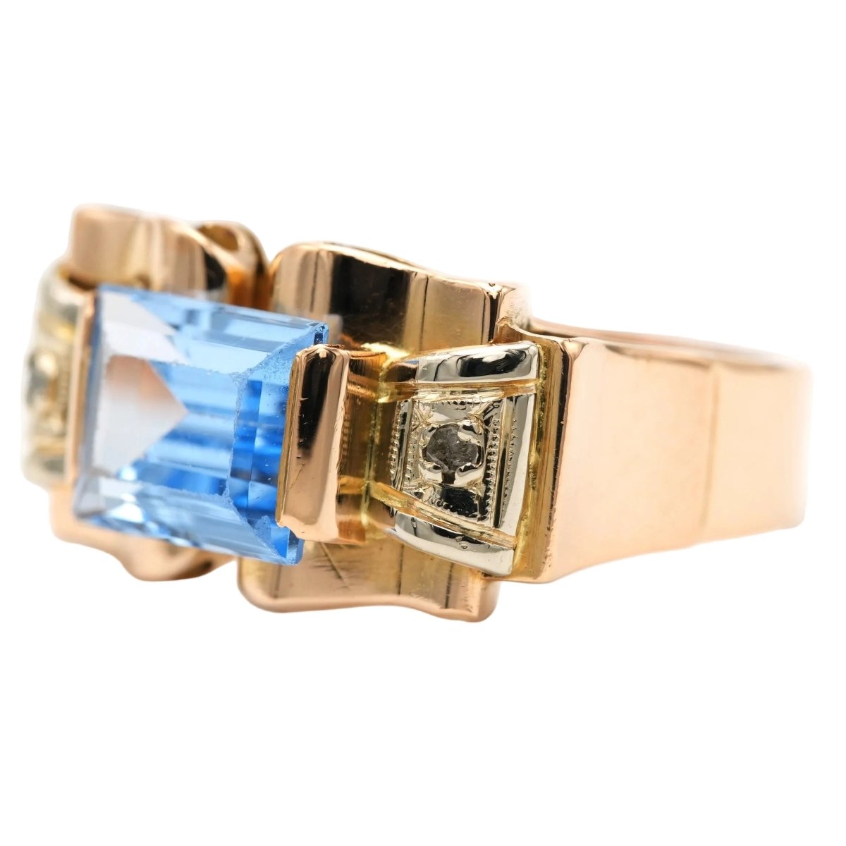 Bague Tank en or jaune, spinelle et diamants - Castafiore
