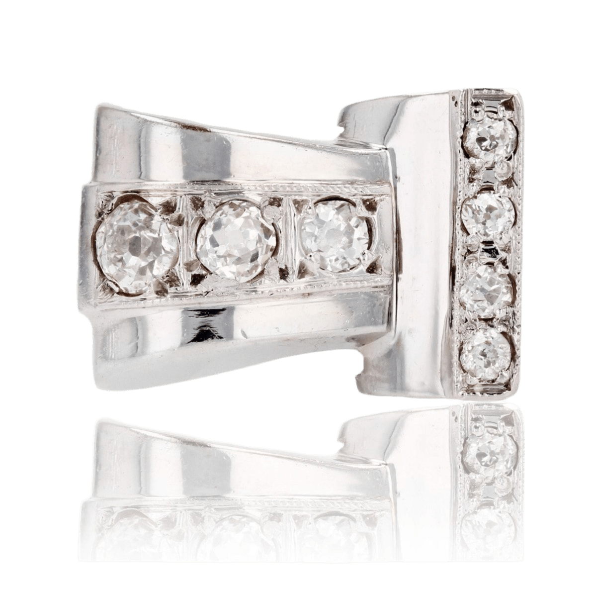 Bague Tank en or rhodié et diamants - Castafiore