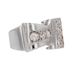 Bague Tank en or rhodié et diamants - Castafiore