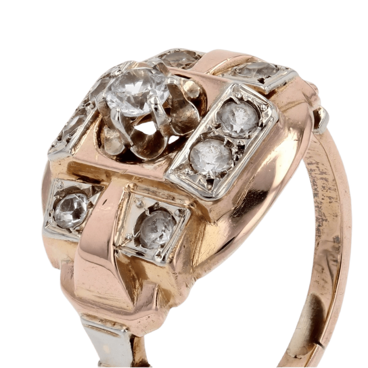 Bague Tank en or rose - Castafiore