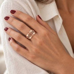 Bague Tank en or rose - Castafiore