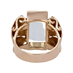 Bague Tank en or rose, aigue - marine et diamants - Castafiore