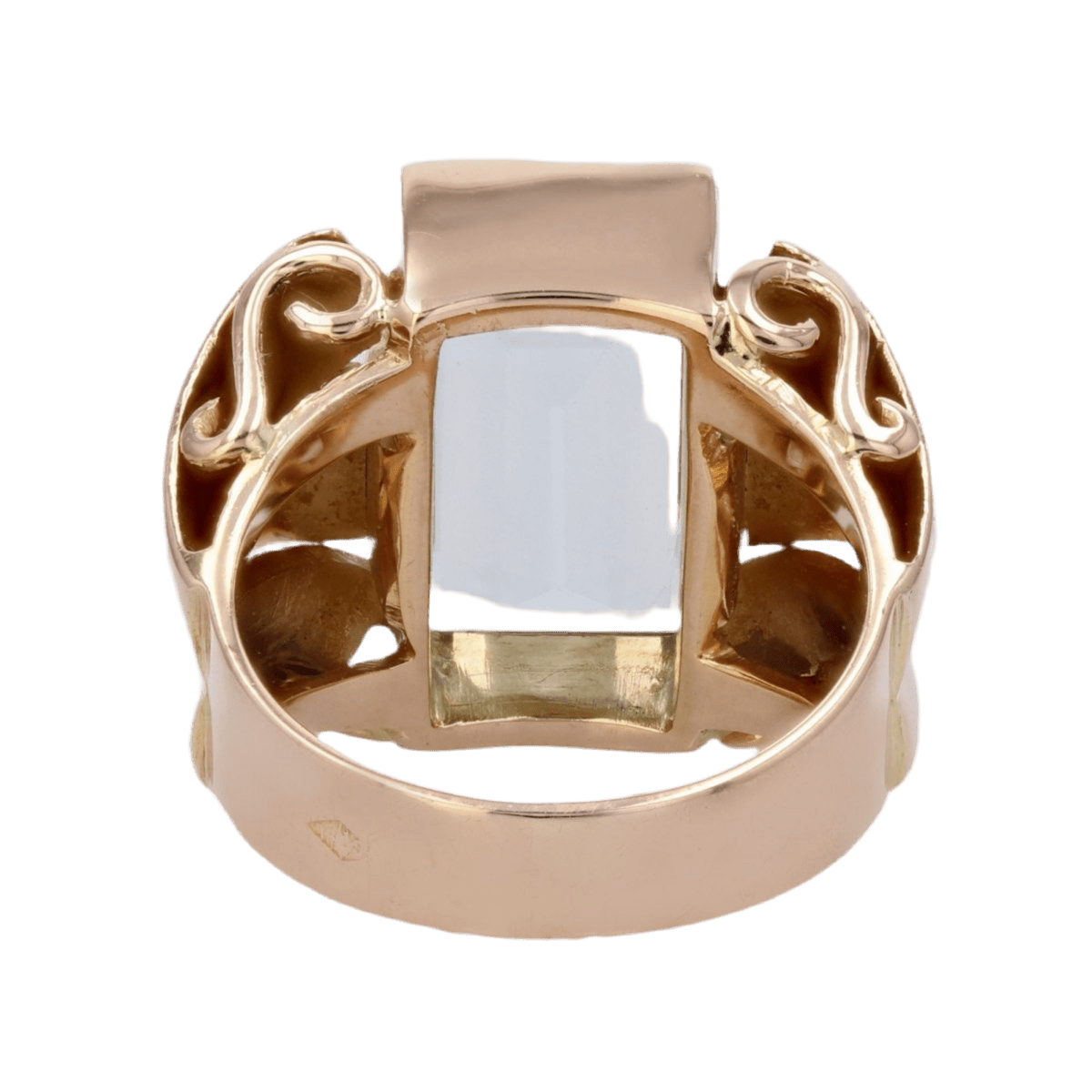 Bague Tank en or rose, aigue - marine et diamants - Castafiore
